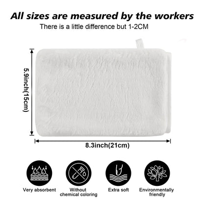 PHOGARY Pack of 8 Microfibre Body Wash Mitts Set, Flannels Soft Face Mitts, Bath SPA Cloth, Reusable Makeup Remover Mitt Gloves, 15x21 cm, White