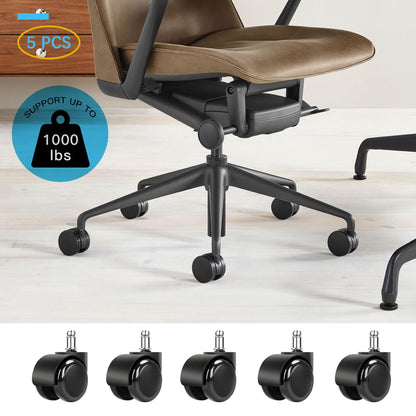 2 Inch Black Silent Stemless Caster,Office Chair Wheels Replacement Chair Casters,Furniture Casters