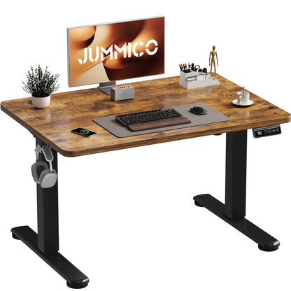 JUMMICO Electric Standing Desk 100 x 60 cm Home Office Height Adjustable Desk, Computer Lift Table with Smart Panel