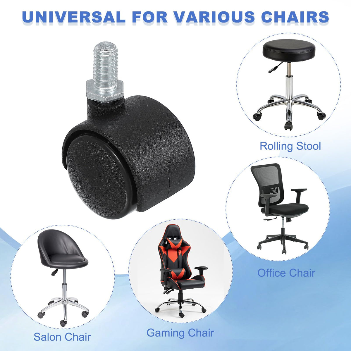 PATIKIL Office Chair Wheels Replacement 1", 8 Pcs Nylon Heavy Duty Office Furniture Casters Wheels with Wrench Universal Wheel for Hardwood Floor
