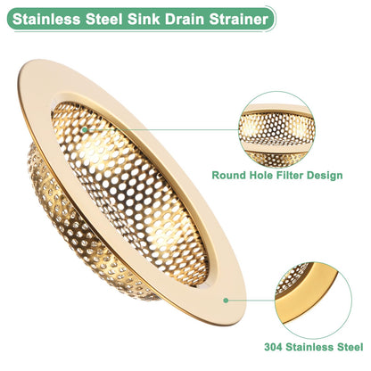 M METERXITY 2-Pack Sink Strainer, 4.4 Inch Stainless Steel Sink Drain Strainer, Basket Cover Mesh Hair Food Catcher