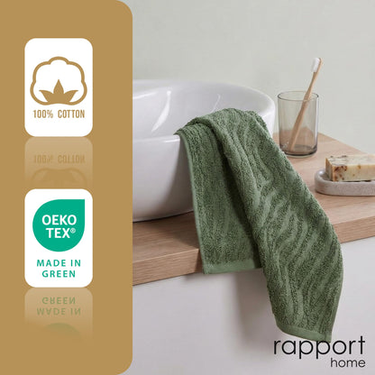 Rapport Home Safari Face Towels 2-Pack | Luxurious 100% Cotton 500gsm Soft Absorbent Face Cloths | Oeko-Tex Certified Bathroom Hand Towels