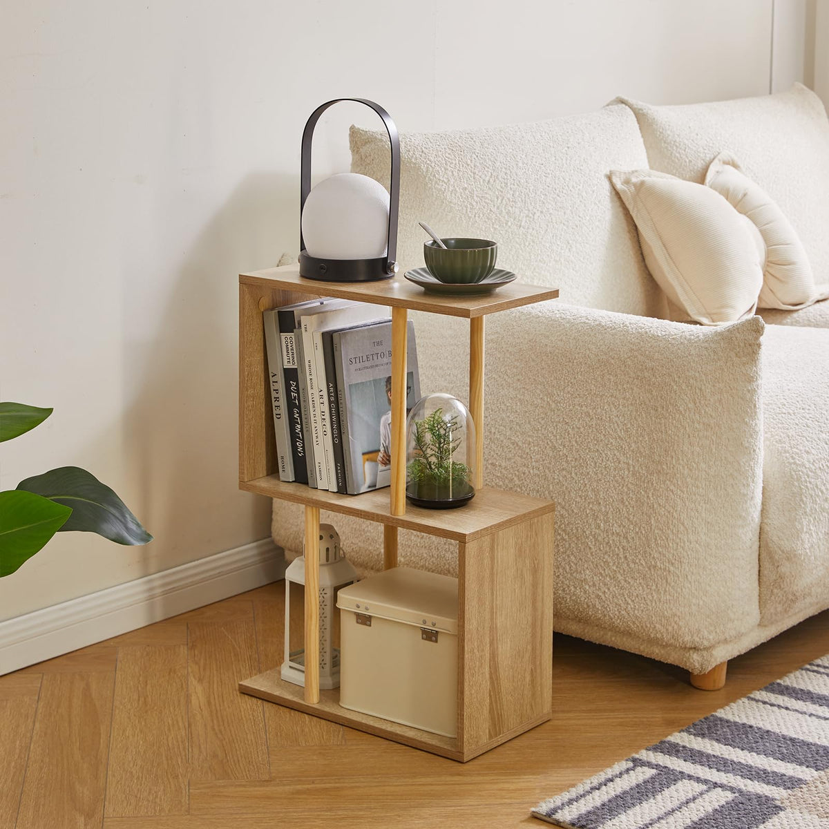 Aibiju 3-Tiered S-Shaped Side Table for Small Spaces, Freestanding Side Table, Sofa End Table, Narrow End Table