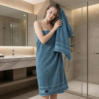 REDKISS 2-pack Blue Large Bath Towels-160 x 80CM Cotton Luxury Thick Towel