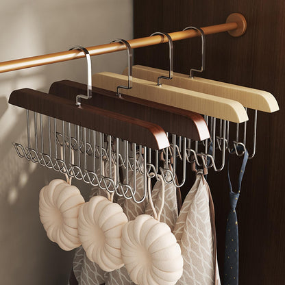 Wooden Belt Hanger 4 Pack, Non Slip Bra Hangers(White)