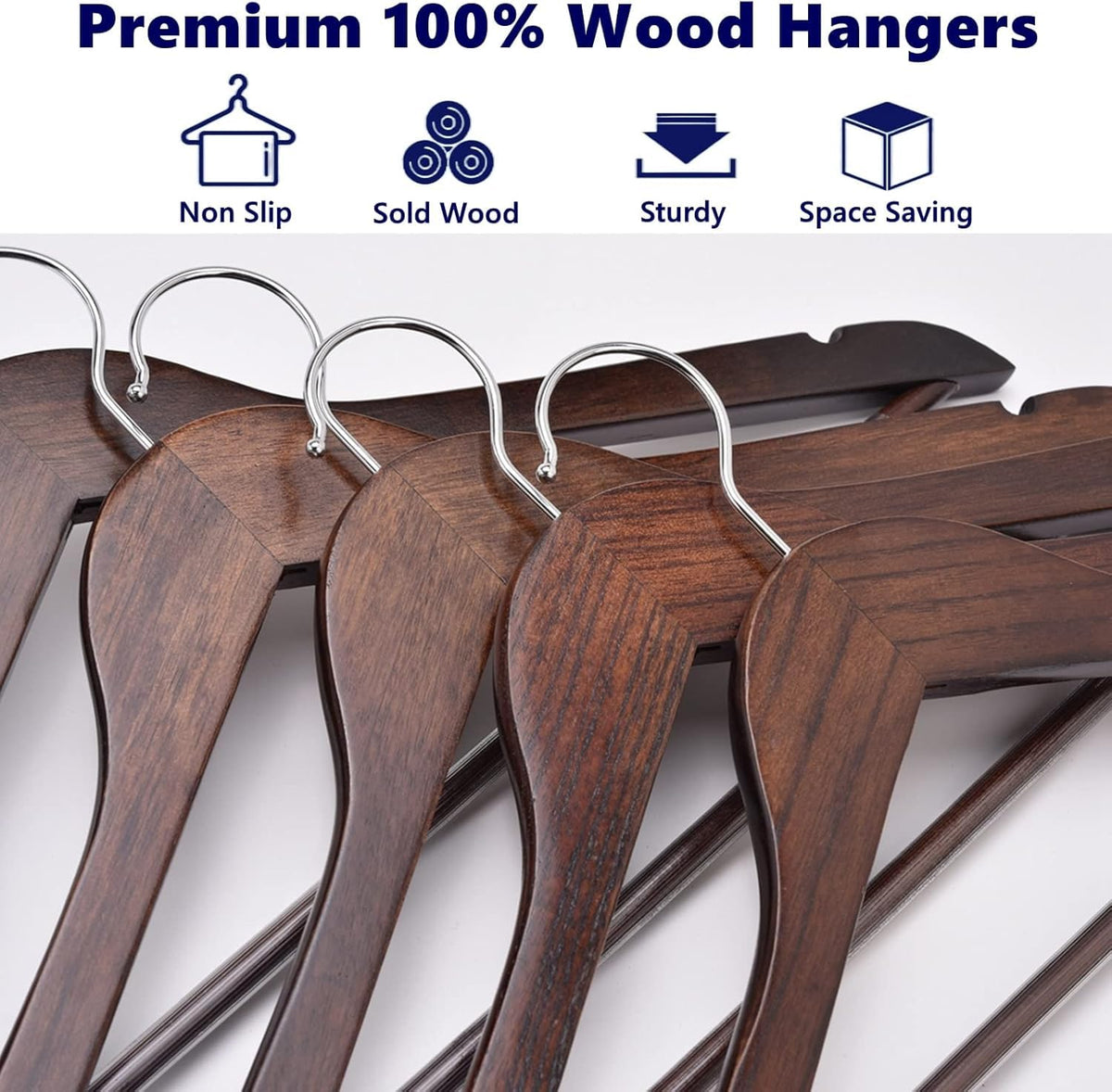 Amber Home 30pcs Retro Wooden Coat Hangers, Wood Suit Hangers, Antique