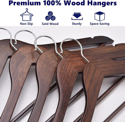 Amber Home 30pcs Retro Wooden Coat Hangers, Wood Suit Hangers, Antique