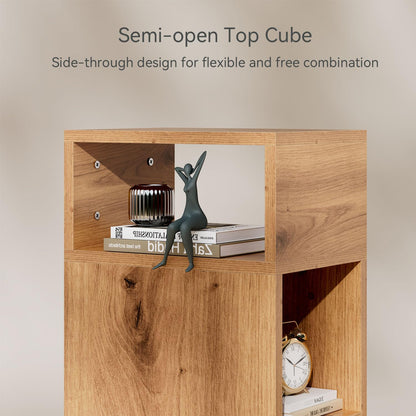 IBUYKE Slim Bedside Table Set of 2,Narrow Nightstand,Walnut Color WNS006K-2