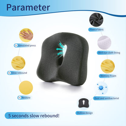 Memory Foam Seat Chair Cushion for Relieves Back Sciatica Pain Tailbone Pain Coccyx Degenerating Disc Orthopedic Osteoarthritis Prostate Cushion Low