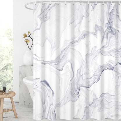 GCIREC Shower Curtain, 180x200cm, White with Purple Texture Ink Marble Modern Art Waterproof Fabric Machine Washable Bathroom Curtain with Hooks