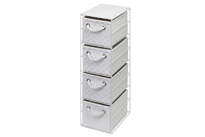 Arpan White 4 Drawer Storage Cabinet Unit Ideal for Home/Office/Bedrooms (4-Drawer Unit -18x25xH65cm)