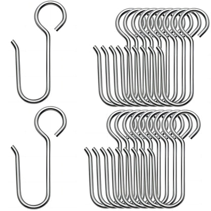 Bailinks 20pcs Curtain Hooks, 1.3 inches Long Stainless Steel Shower and Bathroom Hooks for Window and Door