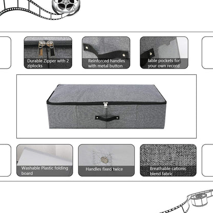 Omygarden Foldable Under Bed Storage Box with Plastic Support Liner, Handles, Zipper lid
