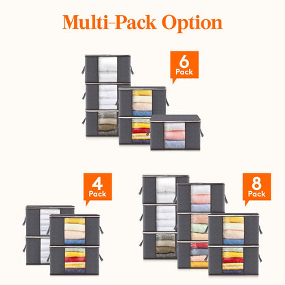 Lifewit 75L Clothes Storage Bags, Foldable Storage Box Moving Bags Wardrobe Storage Organiser Packing Boxes for Moving House with Clear Window for