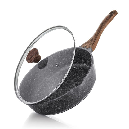 SENSARTE Nonstick Deep Frying Pan Skillet, 26 cm/4 Litre Frying Pan with Lid, Stay-Cool Handle, Chef Pan Healthy Stone Cookware Cooking Pan, Induction