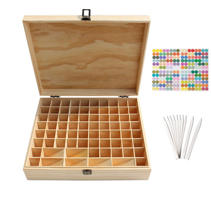 RoseFlower Wooden Essential Oil Storage Box Home Fragrance Carrier Case, Holds 74 Bottle (Fits 5-20ml)