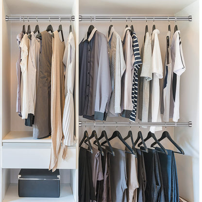 Harrms Wardrobe Rail, Extendable Clothes Rail Silver 71-127cm, Heavy Duty Wardrobe Pole and Fittings for hanging clothes