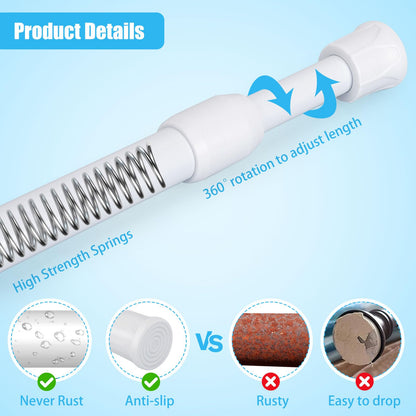 4 Piece Shower Rod Without Drill Stainless Steel Curtain Rod Holder Extendable Curtain Rod
