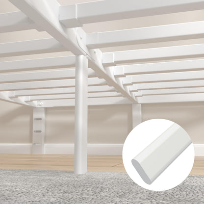 KVLKBV Double Bed Frame 140 x 190 cm, White Bed Frame with Metal Anti-slip Gasket and Large Storage Space Under Bed - Suitable for Bedroom