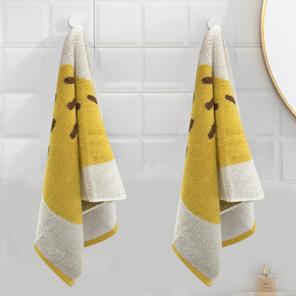 USTIDE Fruit Hand Towels Set of 2 Lovely Yellow Pear Hand Towel Cotton Hand Towel Soft Absorbent Face Towel for Bathroom Kitchen 14x30 Inch