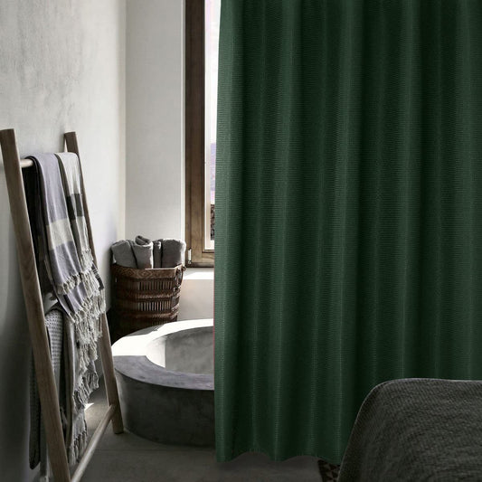 SPXTEX Dark Green Shower Curtains 78 inches Long Waterproof Fabric Farmhouse Modern Rectangle Textured Shower Curtains with Hooks for Bathroom