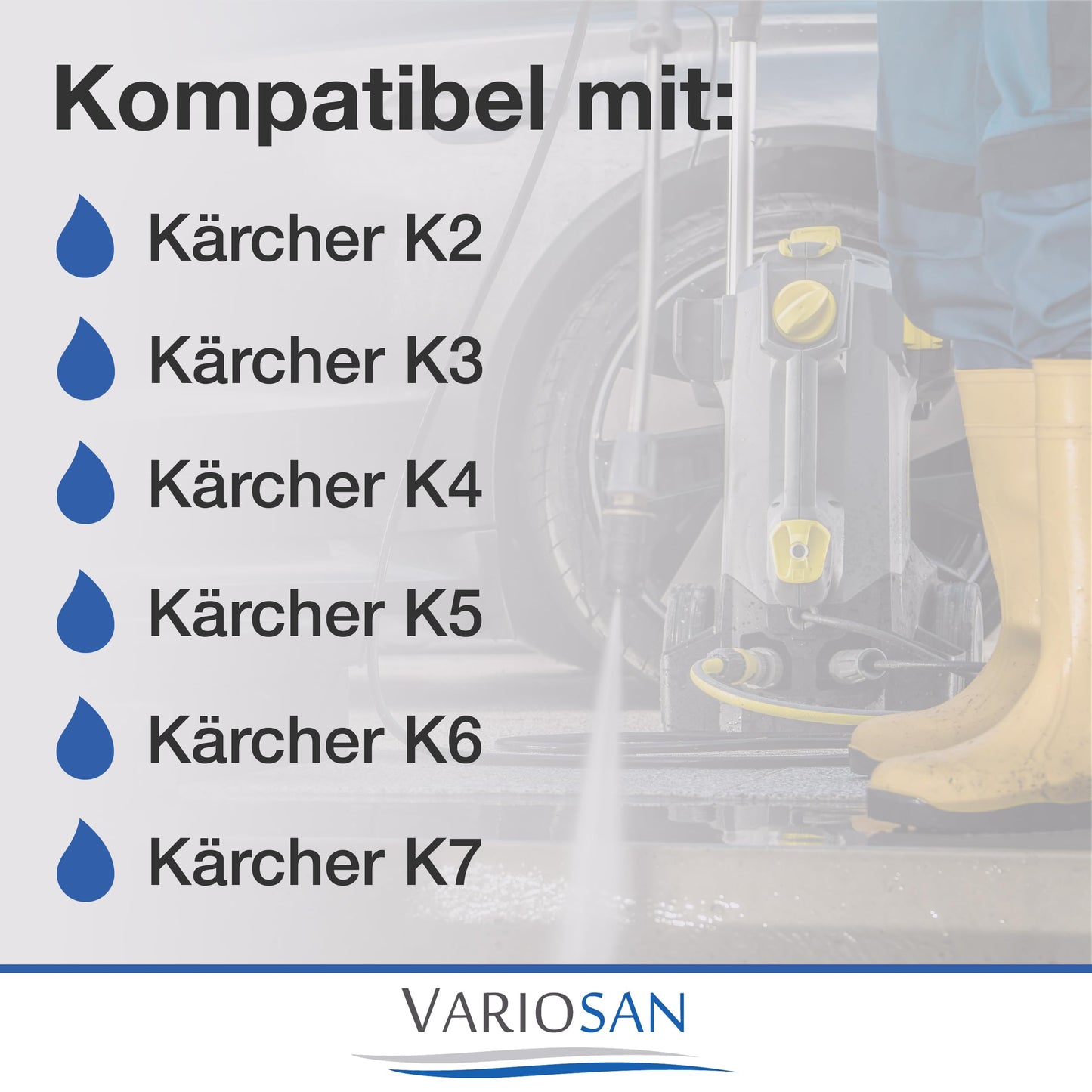 VARIOSAN High Pressure Hose for 16621 Pressure Washer 9 m Quick Connect Black 200 Bar Suitable for K?rcher K2 K3 K4 K5 K6 K7 and 2.641-721.0