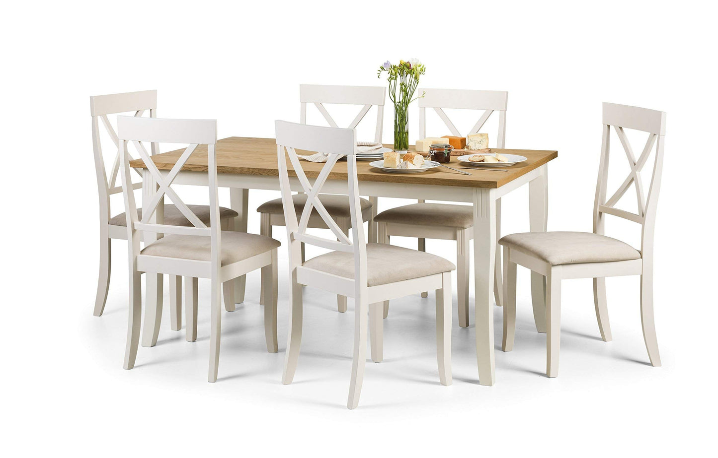 Julian Bowen Davenport Dining Chairs, Set of 2, Ivory - H96.5 x W44 x D52cm