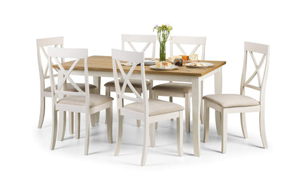 Julian Bowen Davenport Dining Chairs, Set of 2, Ivory - H96.5 x W44 x D52cm