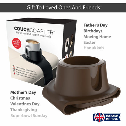 HIT PRODUCTS CouchCoaster® - Couch Armrest Cup Holder, Mocha Brown