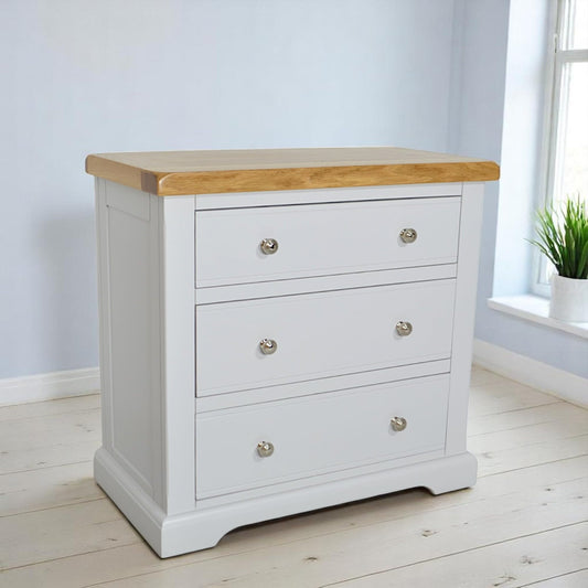 GROFurniture Cashmere Grey Chest of Drawers Bedroom, 3 Drawer Small Chest of Drawer, Small Bedroom Storage Chest or Large Bedside, Ready Assembled