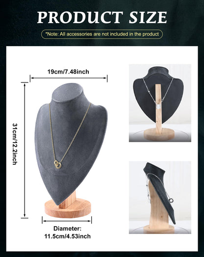 TINGSING Velvet Necklace Display Stand Jewelry Bust Display Stands