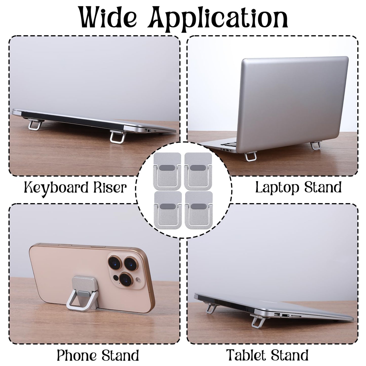 MBAIYO 4PCS Portable Keyboard Riser Self Adhesive Laptop Stand Invisible Mini Computer Feet for Desk Computer Keyboard Stand Laptop Holder with Anti