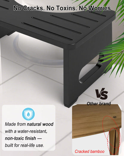 YOSE Wood Toilet Stool Squat Adult, Foldable Squatting Potty for Bathroom, Dual Anti-Slip Potty Step Stool for Pooping