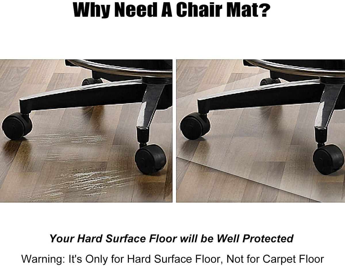 LeapYouth 90x120 cm Office Chair Mat for Hard Floors, Clear Computer Chair Mat, Wooden Floor Protectors for Rolling Chairs