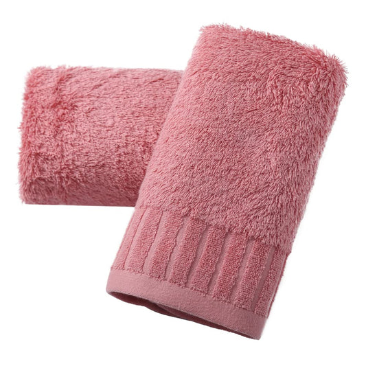 sense gnosis Pink Hand Towel Set of 2 Long Terry 100% Cotton Striped Pattern Luxury Thick Hand Towel for Bathroom Decorative Home Daily Use 13 x 29