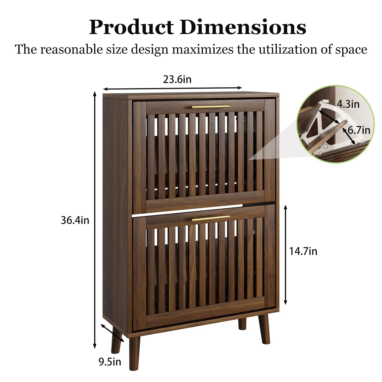 Algherohein Shoe Cabinet,Shoe Cabinet Storage for Entryway, Slim Shoe Cabinet with Metal Legs
