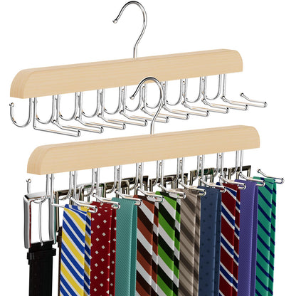 Tie Rack & Belt Hanger 2 in 1 Tie Hanger Space Saving 20 Hooks Hangers for Closet Max 30 Belts with 30 Ties Capacity