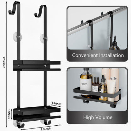 Laimew Shower Caddy Hanging, 2 Tier Shower Storage Over Door, Shower Accessories, Rustproof Shower Organiser Bathroom Storage, No Drilling