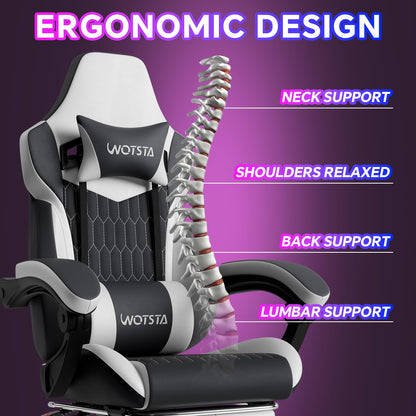 Gaming Chair, Ergonomic Gaming Chair with Footrest and Lumbar Support, Computer Chairs