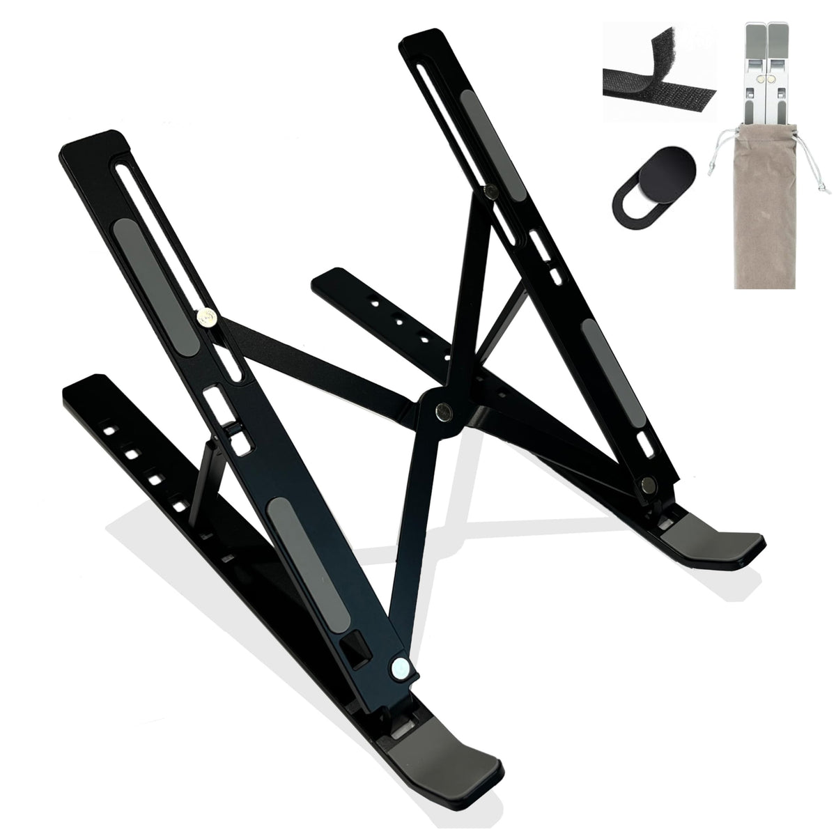 Aluminum Laptop Stand for Desk-7 Levels of Height Adjustable Laptop Stand. Foldable and Portable Laptop Riser. Compatible with MacBook Air/Pro, Dell