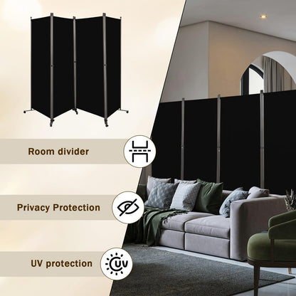 Angel Living 4 Panels Folding Room Divider, Privacy Screen Composed of Polyester Fabric and Sturdy Iron Frame