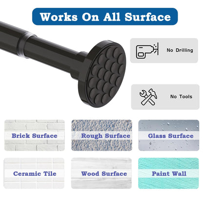 Shower Rail, No Drilling, Extendable Curtain Rod for Clamping, Telescopic Rod, Shower Curtain Rail for Bathroom, Bedroom, Black (85-220CM, Φ32 mm)