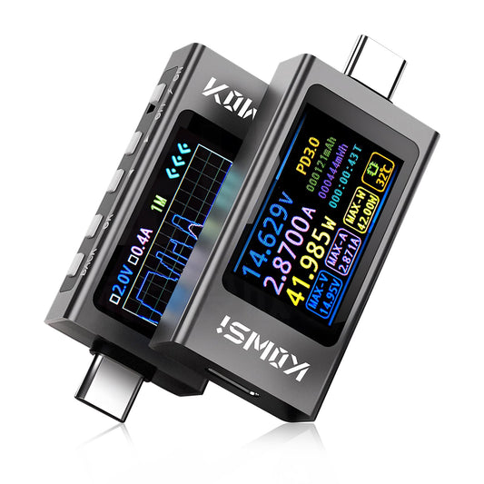 diymore USB Tester Meter USB-C Current Meter Current Voltage Power Meter,12A PD Battery Power Bank Capacity Ammeter With Curve Display