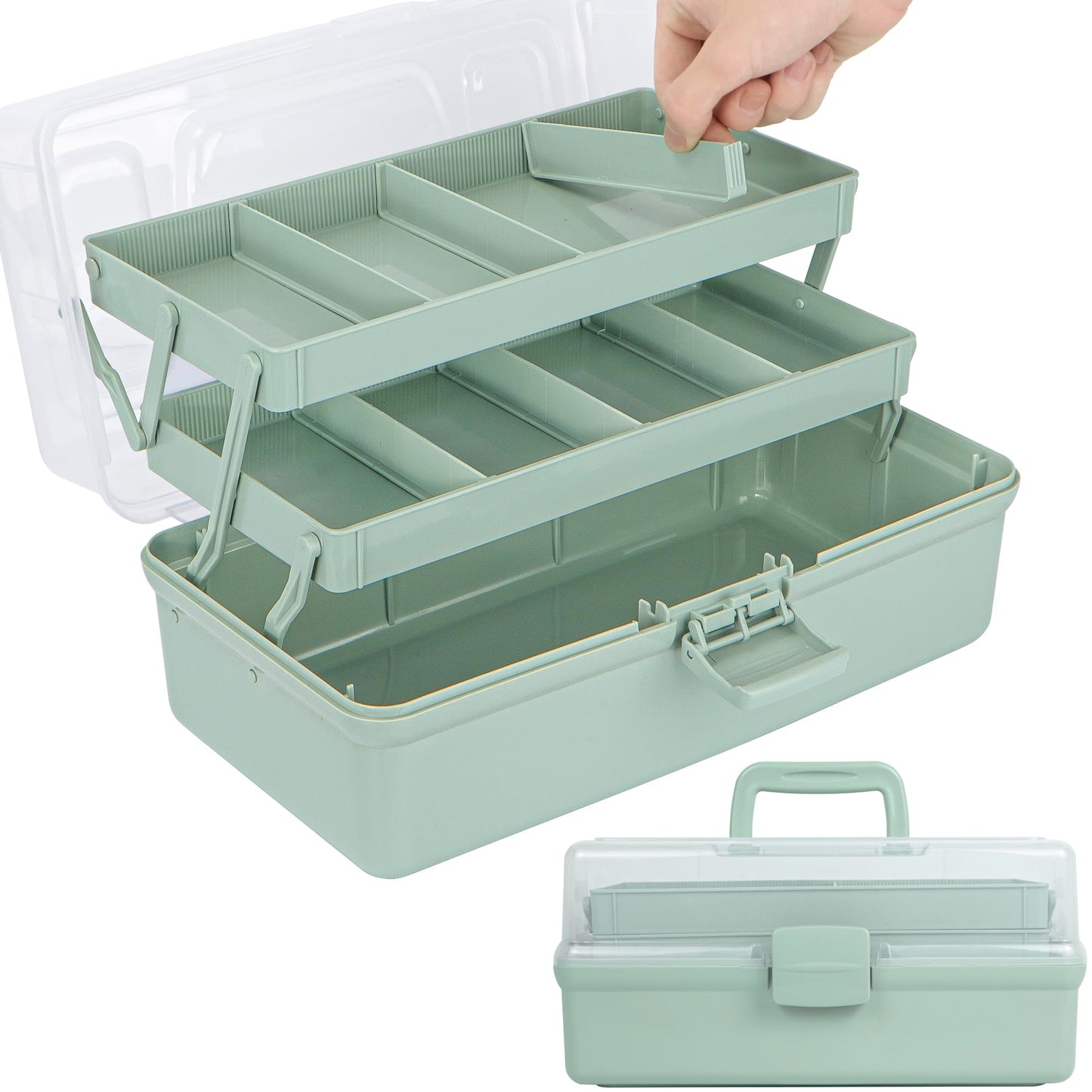 Creahaus 14in 3 Layer Multipurpose Storage Box/Craft Storage Boxes With Compartments/Plastic Tool Box/Medicine Storage/Hair Accessories
