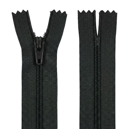 22" (55.9cm) Black Zip - Closed-End - Dressmaking, Sewing & Craft