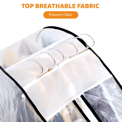 4 Pack Clear Garment Bags 40" with 10" Gusset for Coats, Suit, Jackets