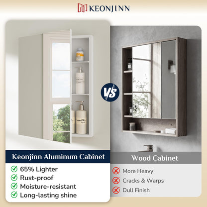 Keonjinn Bathroom Cabinets with Mirror - 75x65cm Aluminum bathroom Mirror Cabinets