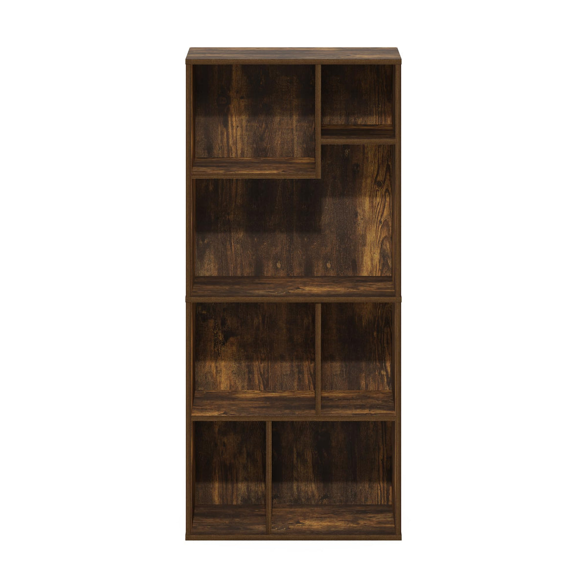Furinno DALY Book Shelf, 7-Cube Bookshelf, Cube Storage Organizer Bookcase with Irregular Compartments, 24.1 x 48.0 x 106.9 cm, for Living Room