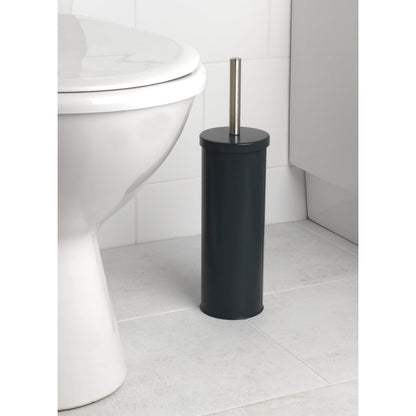 Beldray LA059451BLKFEU7 Toilet Brush and Holder Set - Bathroom Toilet Bowl Cleaning Brush with Stiff Bristles Hygiene Holder with Lid Slim for Easy