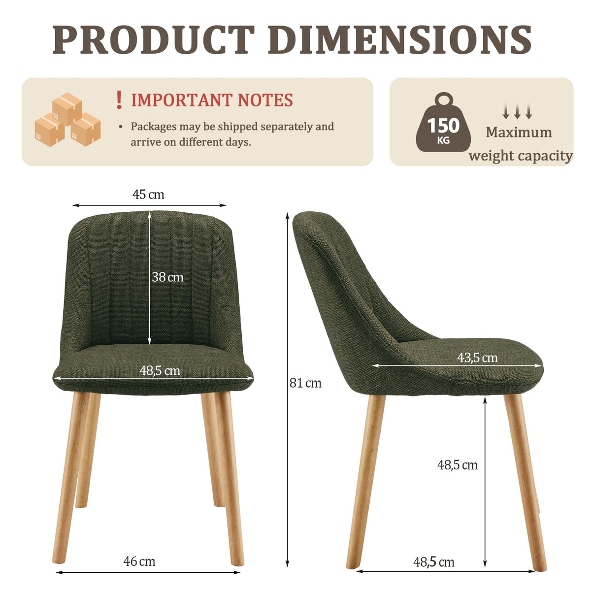Goeurvant Dining Chairs Set of 4 Polyester Chairs for Living Room with Wood Legs Upholstered Kitchen Chair, Grass Green